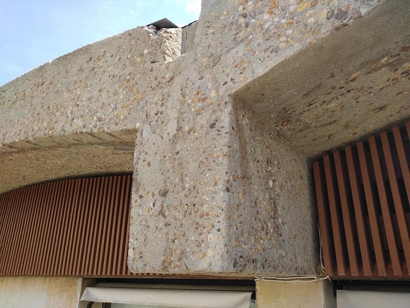 Restauración de hormigón en edificio de Madrid